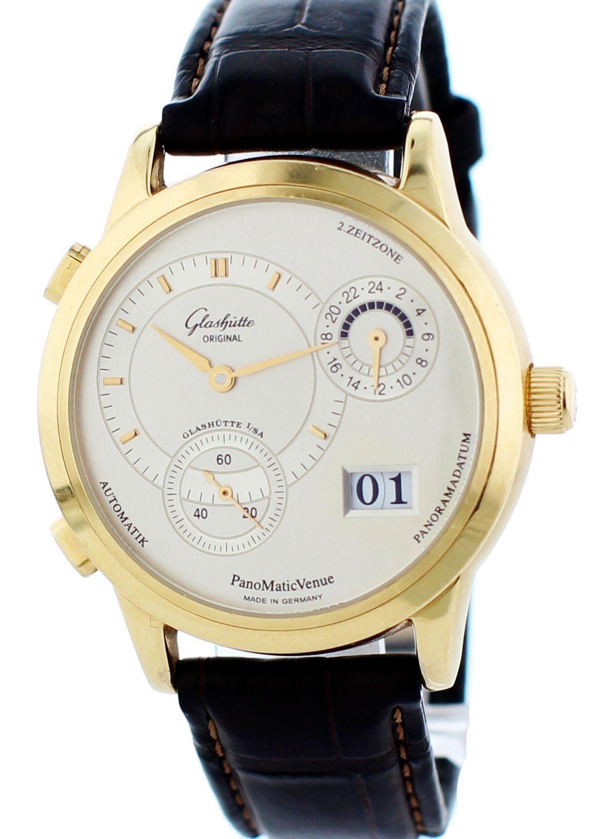 Glashutte Original Panomatic Venue 90-04-01-001-04 18k Yellow Gold Box Papers. - Virtual