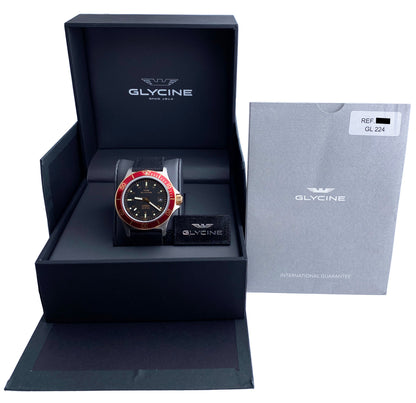 Glycine Combat Sub 3908 Black Dial Mens Watch Box & Papers - Wristwatch