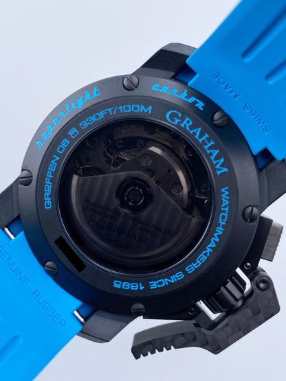 Graham Chronofighter Oversize Superlight Carbon Blue Mens Watch Box Papers