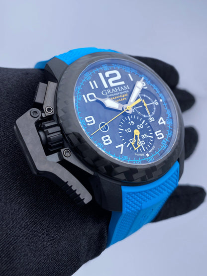 Graham Chronofighter Oversize Superlight Carbon Blue Mens Watch Box Papers