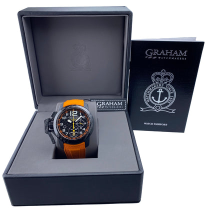 New Graham Chronofighter Oversize Superlight Carbon Orange Mens Watch Box Papers - Wristwatch