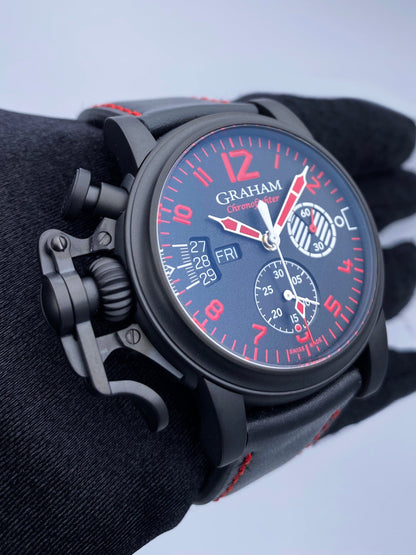 New Graham Chronofighter Vintage Aviator ’DLC Red Limited Edition’ Watch Box Papers - Wristwatch