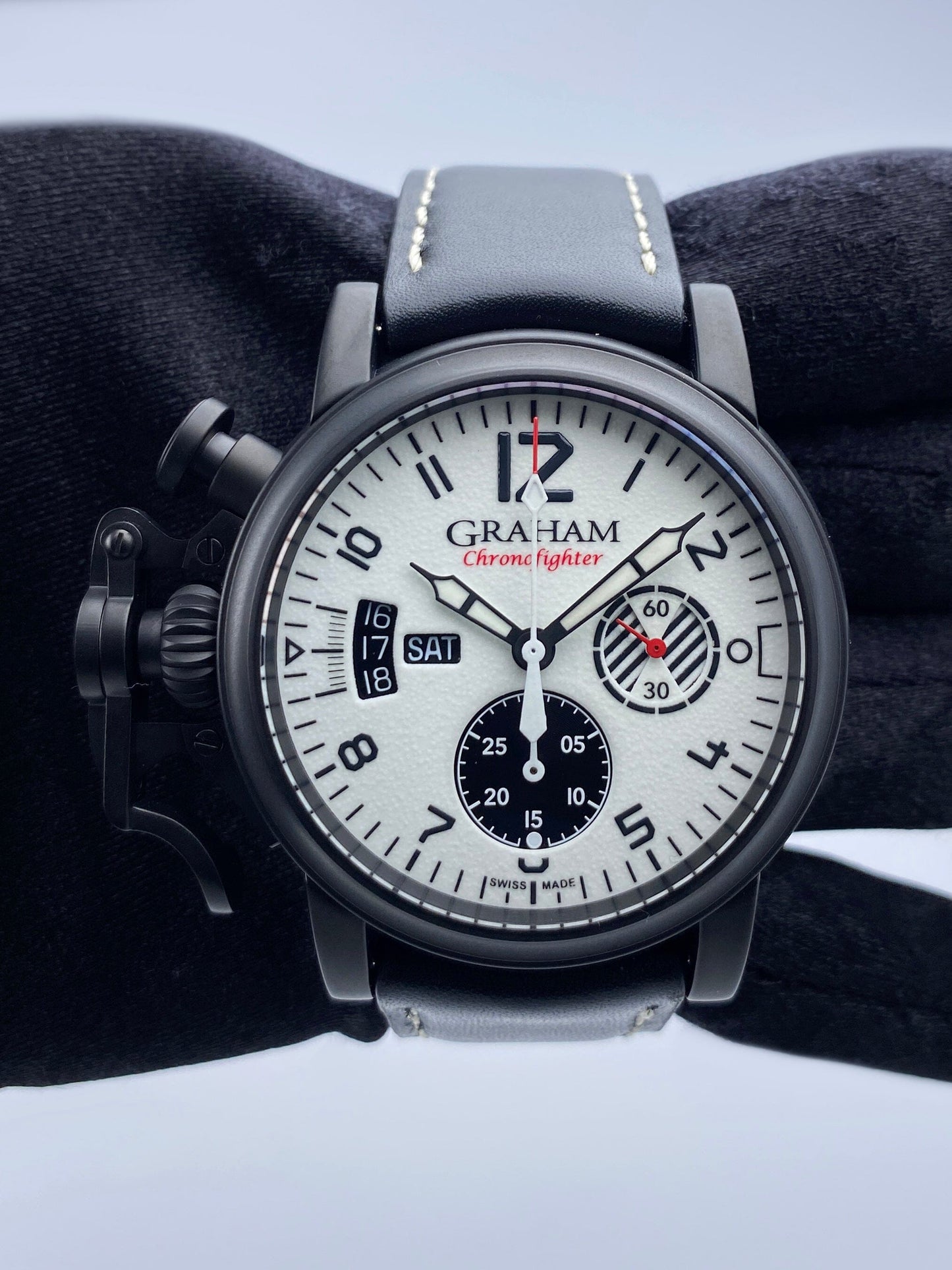 New Graham Chronofighter Vintage Aviator ’DLC White Limited Edition’ Watch Box Papers - Wristwatch