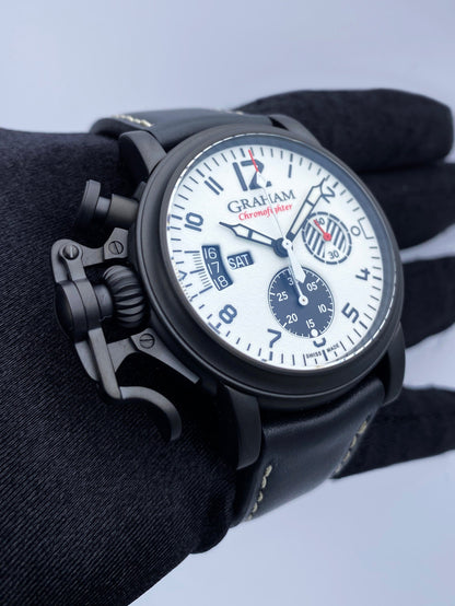 New Graham Chronofighter Vintage Aviator ’DLC White Limited Edition’ Watch Box Papers - Wristwatch