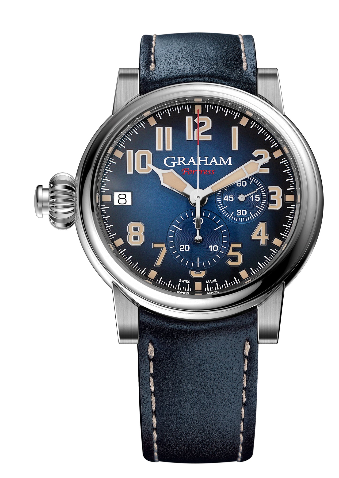 New Graham Fortress Blue Dial Mens Watch Box Papers - Wristwatch