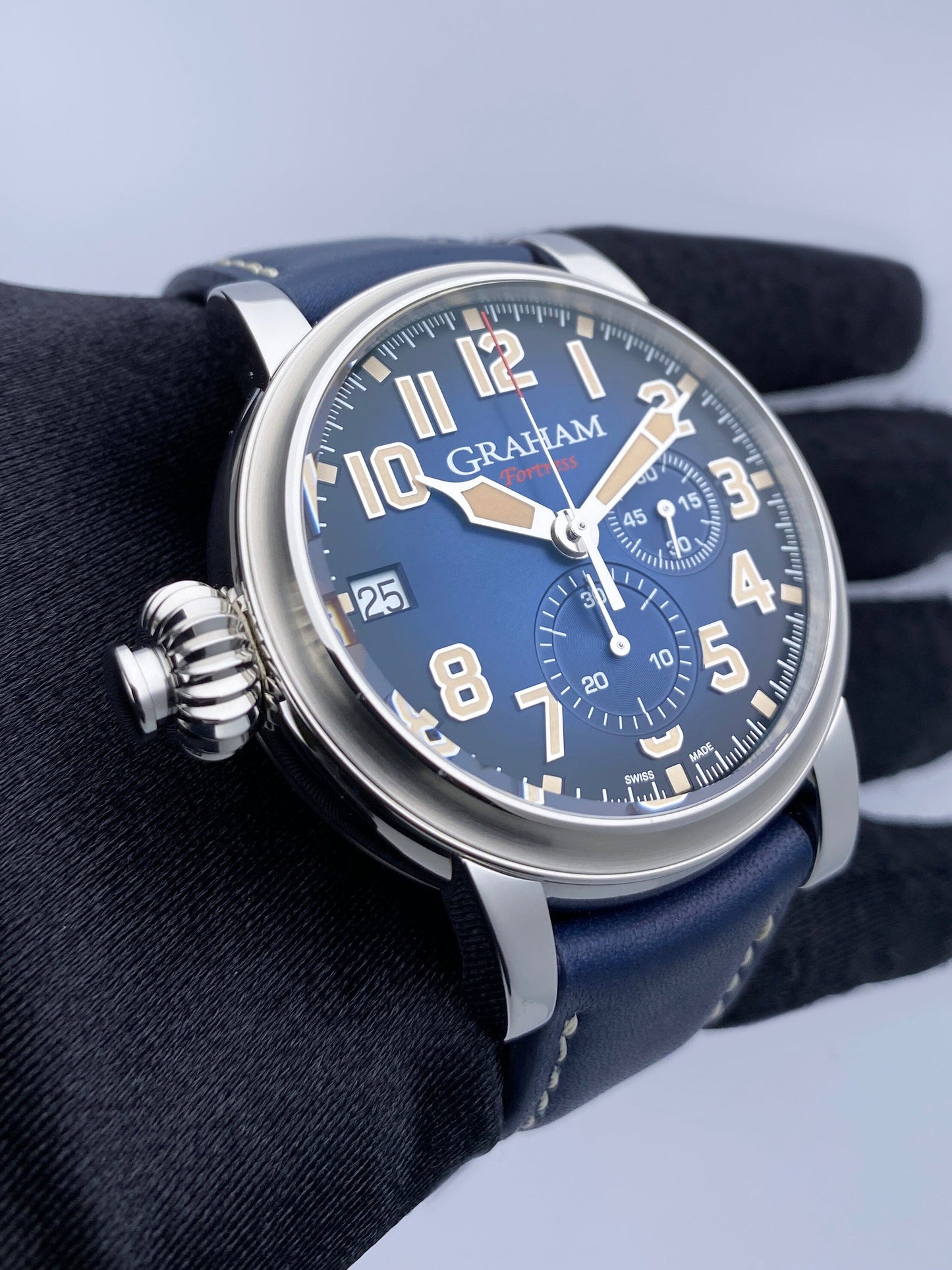 New Graham Fortress Blue Dial Mens Watch Box Papers - Wristwatch