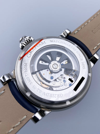 New Graham Fortress Blue Dial Mens Watch Box Papers - Wristwatch