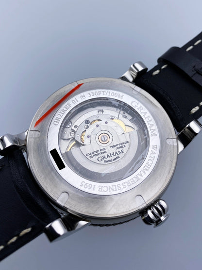 New Graham Fortress GMT Black Dial Mens Watch Box Papers - Wristwatch