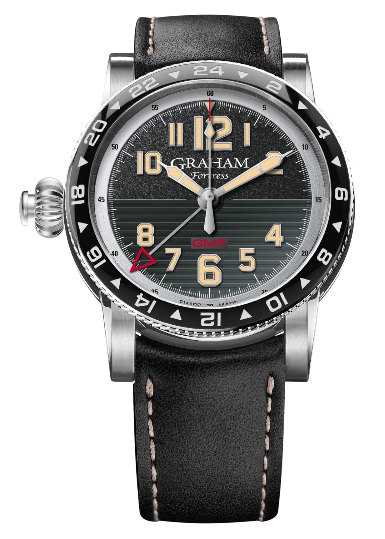 New Graham Fortress GMT Black Dial Mens Watch Box Papers - Wristwatch