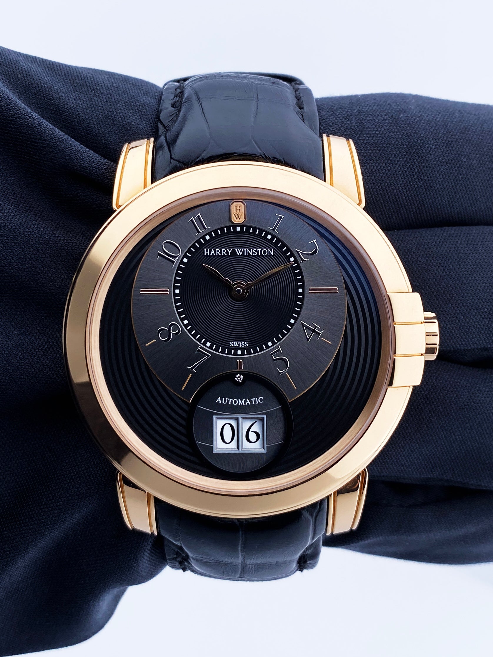 Harry Winston Midnight Big Date 450/MABD4ZRL.K 18K Rose Gold Box Papers - Wristwatch
