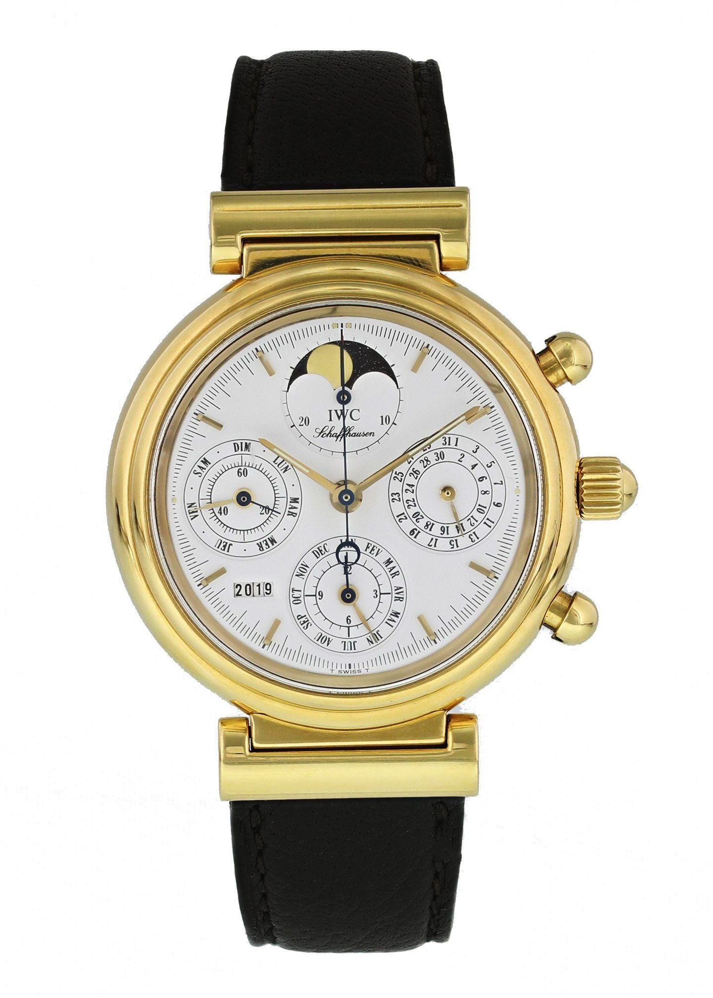 IWC Da Vinci Perpetual French IW3750 Yellow Gold Chronograph Watch - Wristwatch