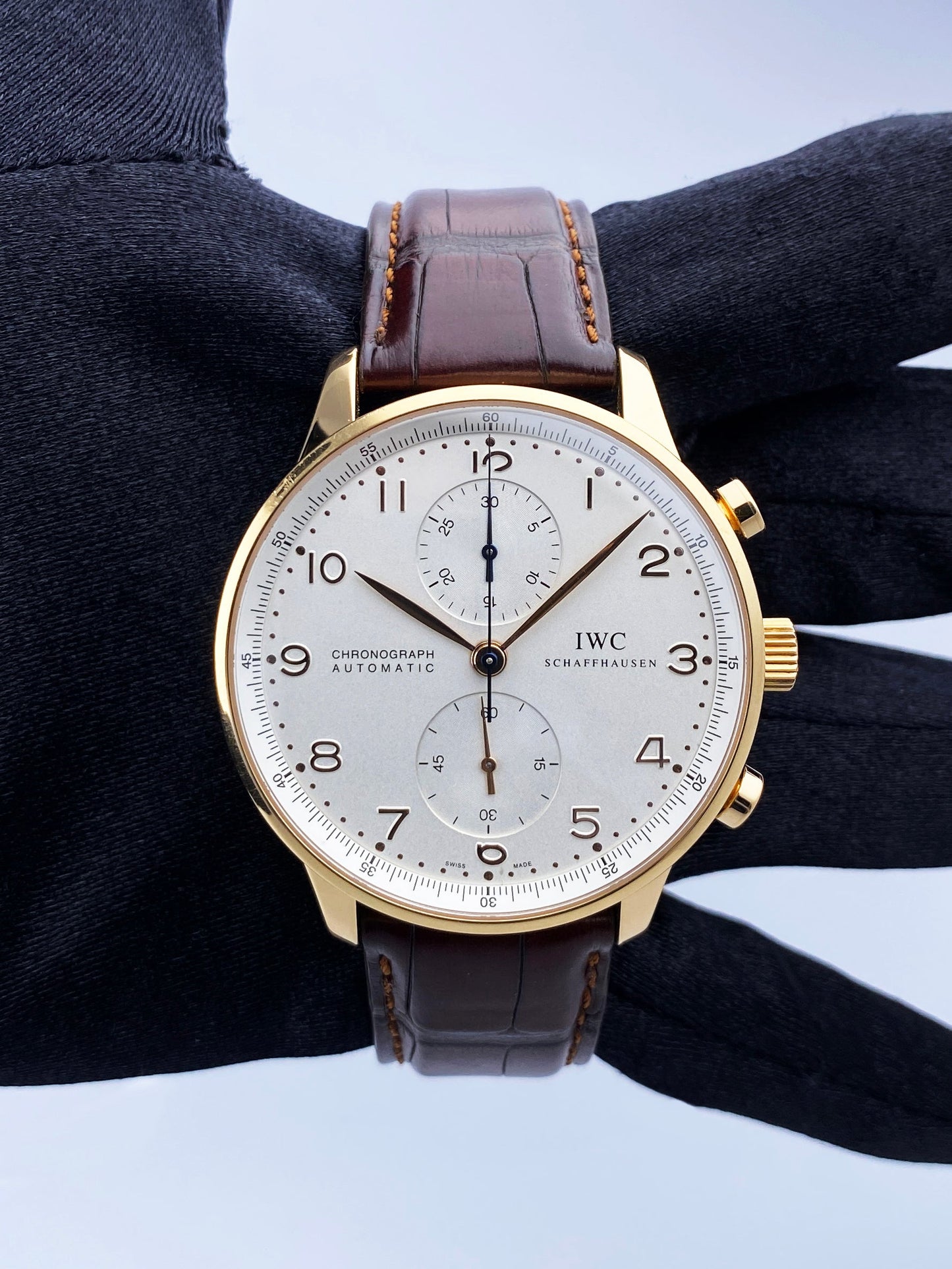 IWC Portugieser IW371611 18K Yellow Gold Mens Watch Box Papers