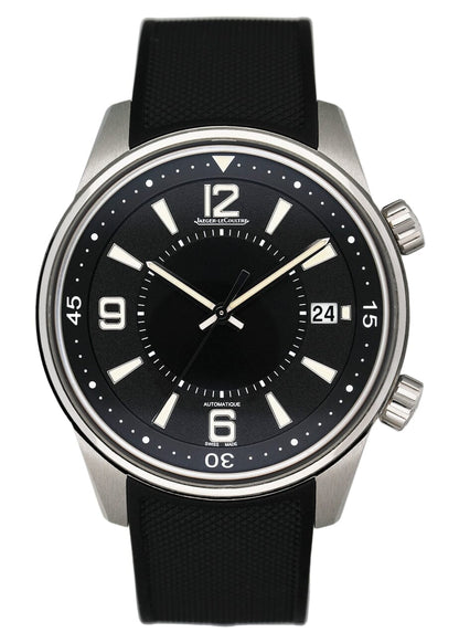 Jaeger Lecoultre Polaris Date Q9068670 Black Dial Mens Watch Box Papers - Watches