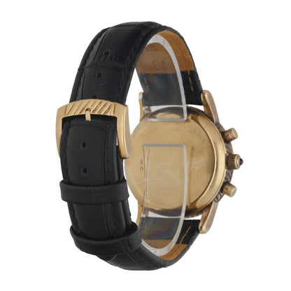 Jaquet-Droz 3350 18k Yellow Gold Silver Textured Dial Chronograph Men’s Watch