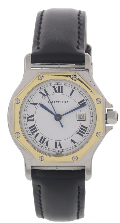 Ladies 18k Yellow Gold & SS Cartier Santos Octagon Automatic