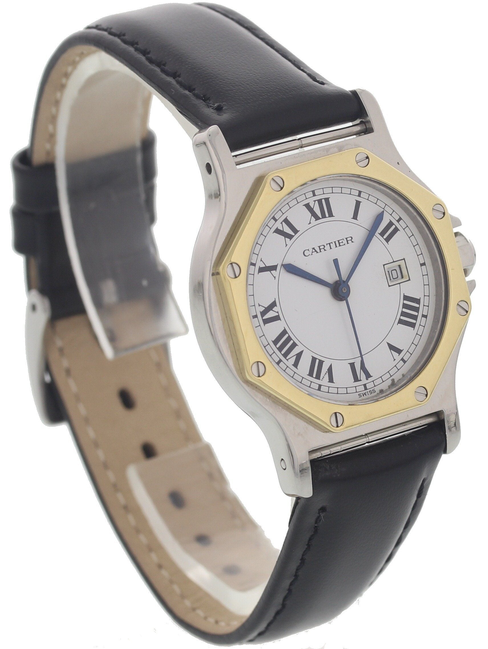 Ladies 18k Yellow Gold & SS Cartier Santos Octagon Automatic