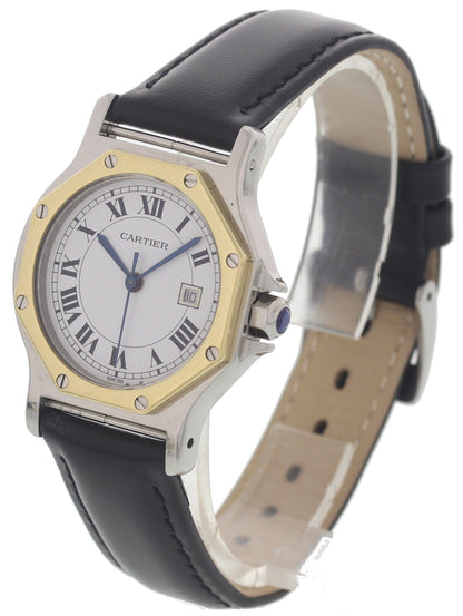Ladies 18k Yellow Gold & SS Cartier Santos Octagon Automatic
