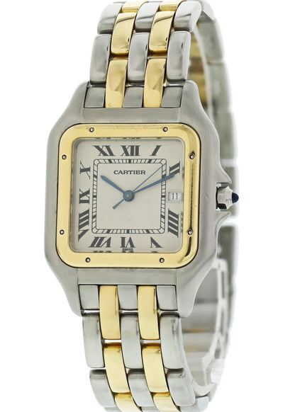 Large Cartier Panthere 8395 18K Yellow Gold Stainless Steel Watch - Wristwatch