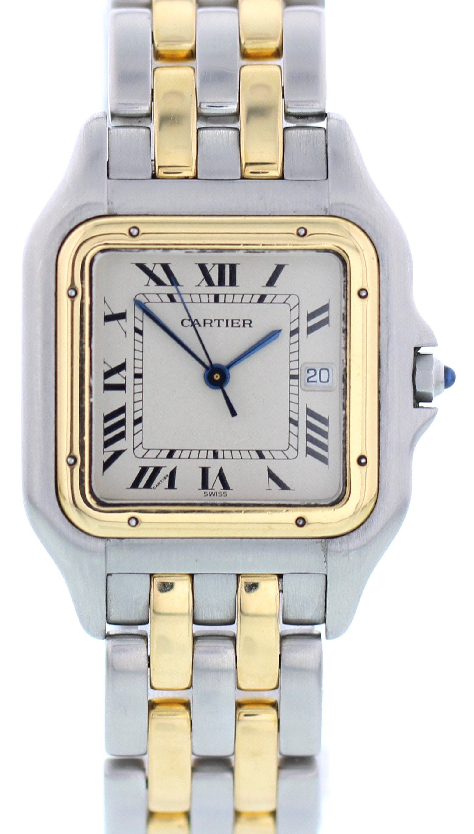 Large Cartier Panthere 8395 18K Yellow Gold Stainless Steel Watch - Wristwatch