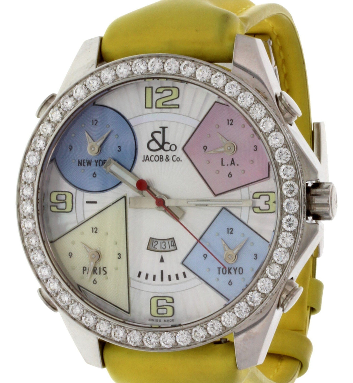 Men's Jacob & Co. Five Time Zones MOP with Diamond Bezel