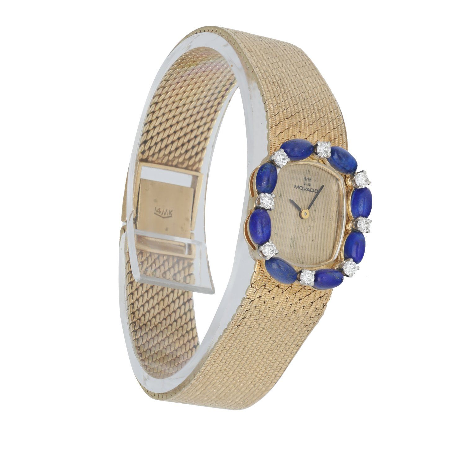Movado 14K Yellow Gold Blue Enamel with Diamond bezel sets - Virtual