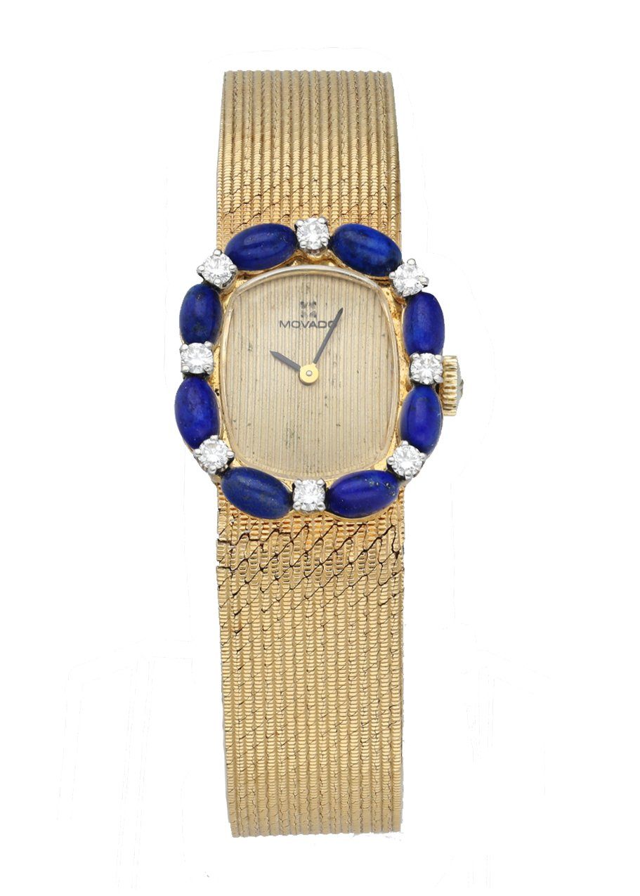 Movado 14K Yellow Gold Blue Enamel with Diamond bezel sets - Virtual