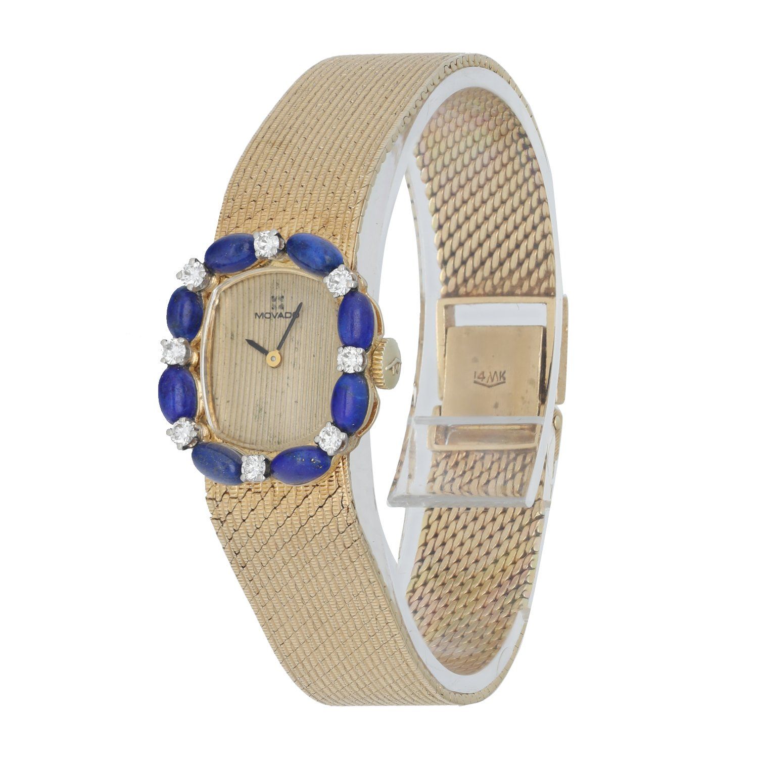 Movado 14K Yellow Gold Blue Enamel with Diamond bezel sets - Virtual