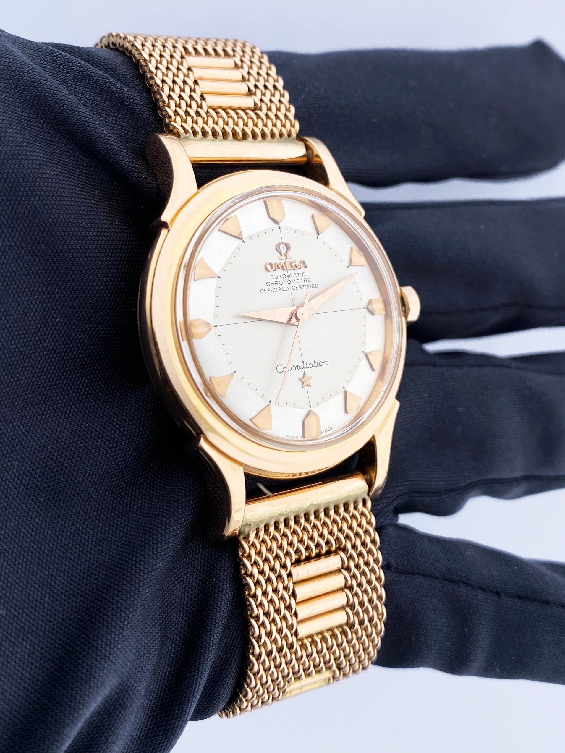Omega Constellation Pie Pan Dial 18K Rose Gold Ladies Watch
