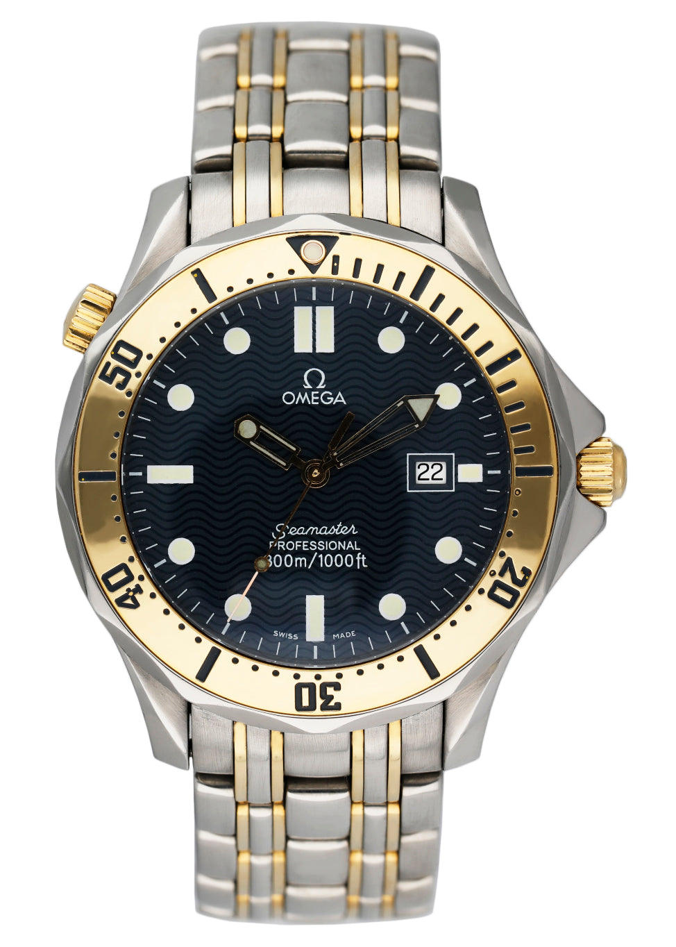 Omega Seamaster 300M Quartz Blue Dial Two Tone Mens Watch