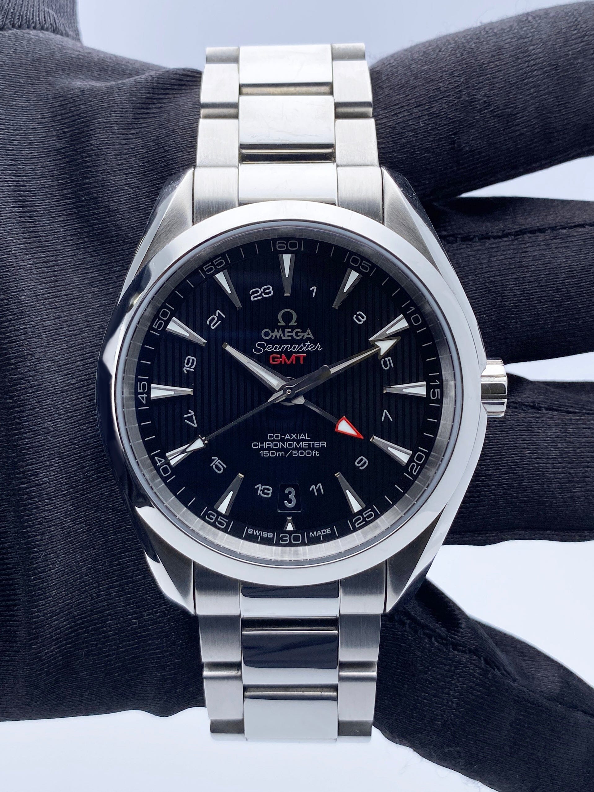 Omega Seamaster Aqua Terra GMT Mens Watch Box Papers