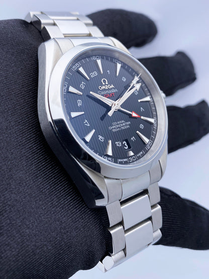 Omega Seamaster Aqua Terra GMT Mens Watch Box Papers