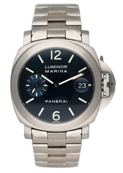Panerai Luminor Marina PAM120 Blue Dial Mens Watch Box Papers - Wristwatch