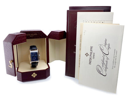 Patek Philippe 10-Day 5100G Bule Dial Mens Watch Box Papers