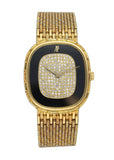 Patek Philippe 18K Yellow Gold Onyx and Diamond Dial Watch