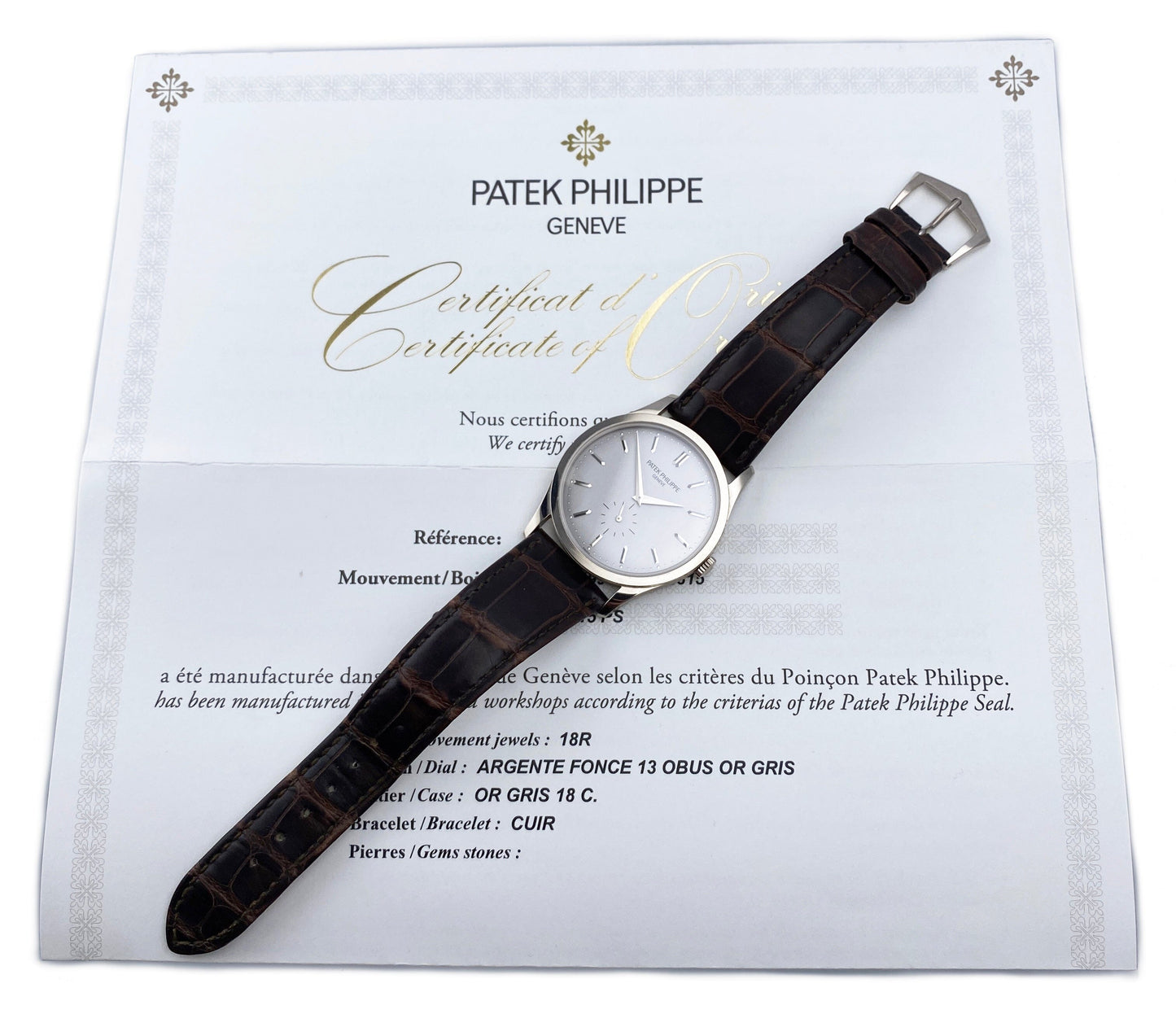 Patek Philippe Calatrava 5196G 18K White Gold Mens Watch Box Papers
