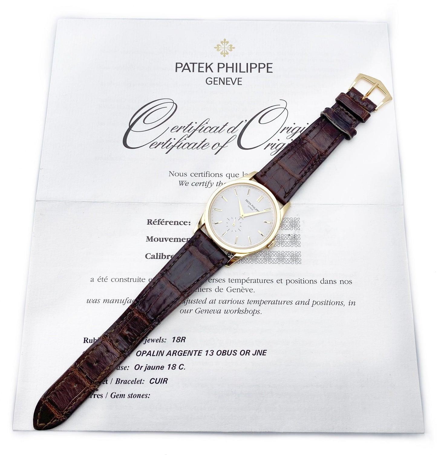 Patek Philippe Calatrava 5196J 18K Yellow Gold Mens Watch Box Papers - Virtual