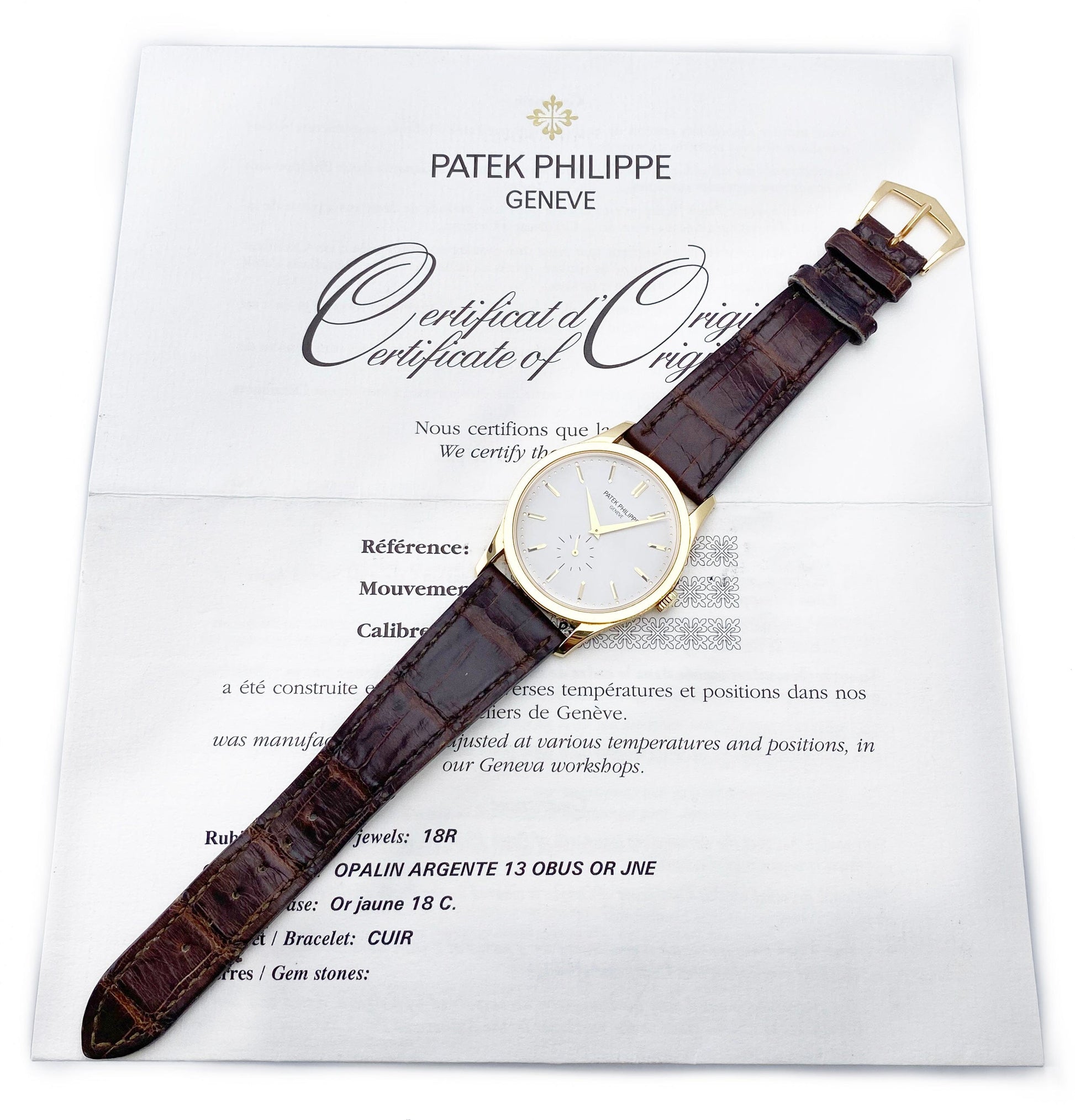 Patek Philippe Calatrava 5196J 18K Yellow Gold Mens Watch Box Papers - Virtual