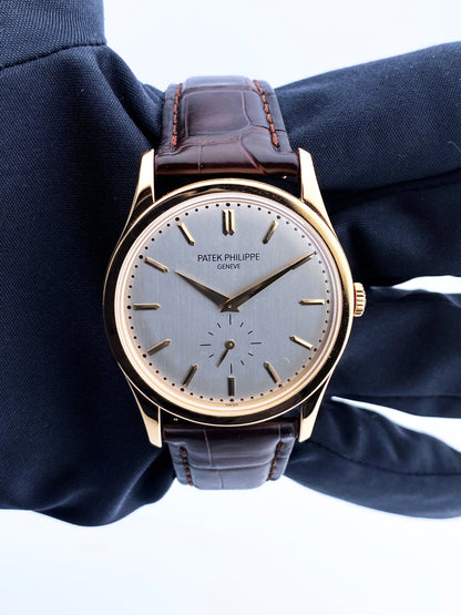 Patek Philippe Calatrava 5196R 18K Rose Gold Mens Watch Papers