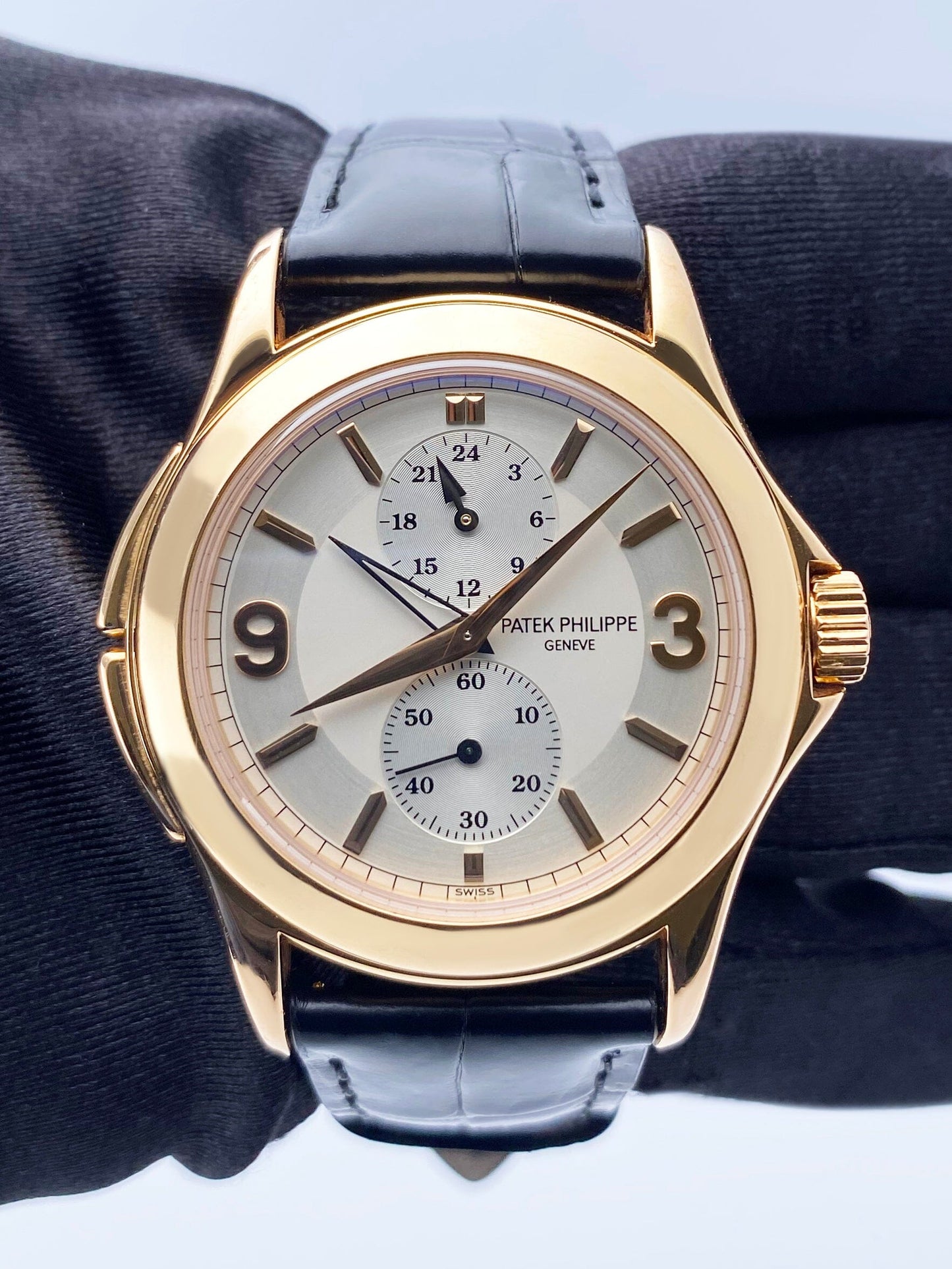 Patek Philippe Calatrava Travel Time 5134R 18K Rose Gold Mens Watch - Wristwatch