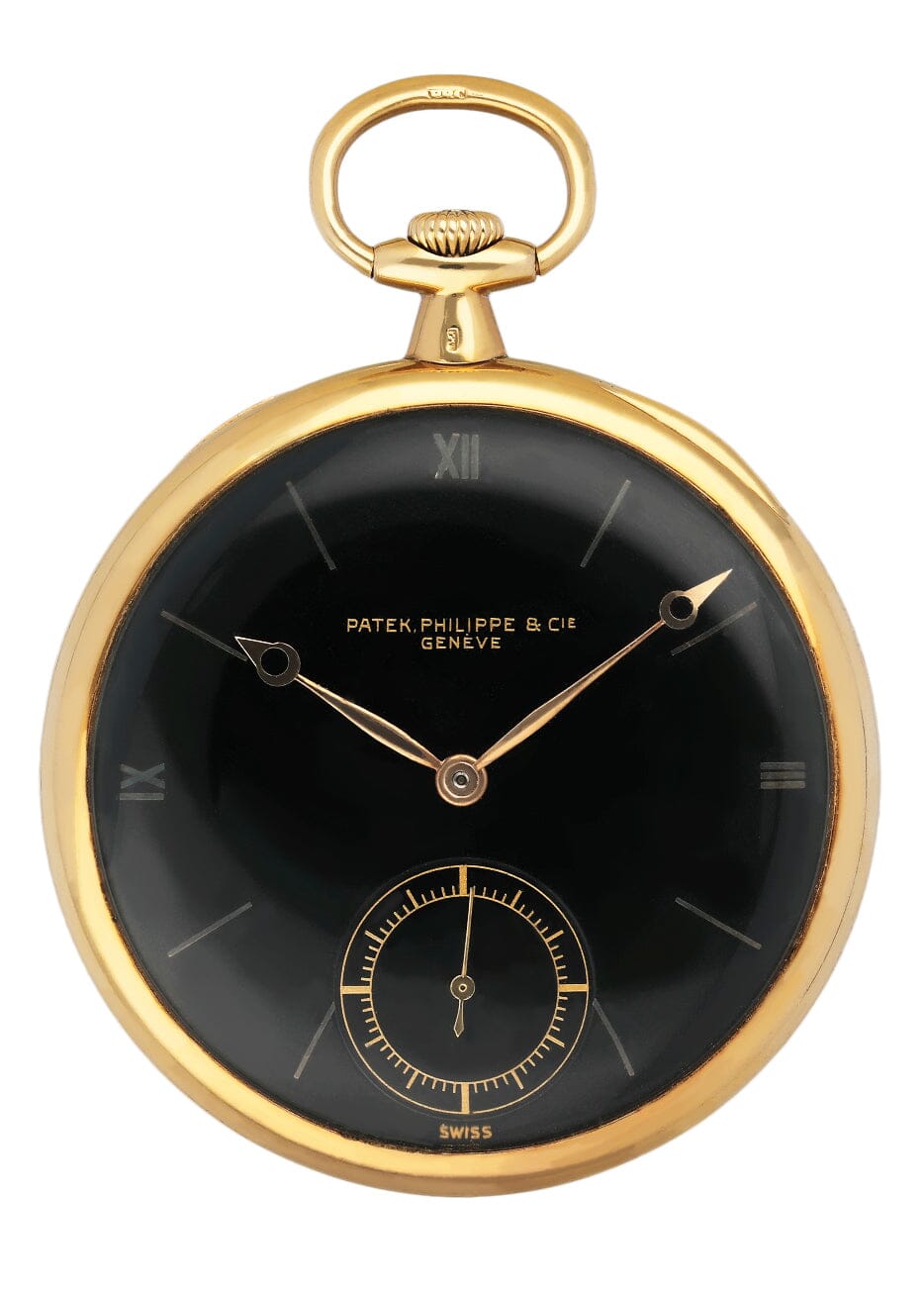 Patek Philippe & Cie Black Dial 18K Yellow Gold Openface Pocket Watch - Watches
