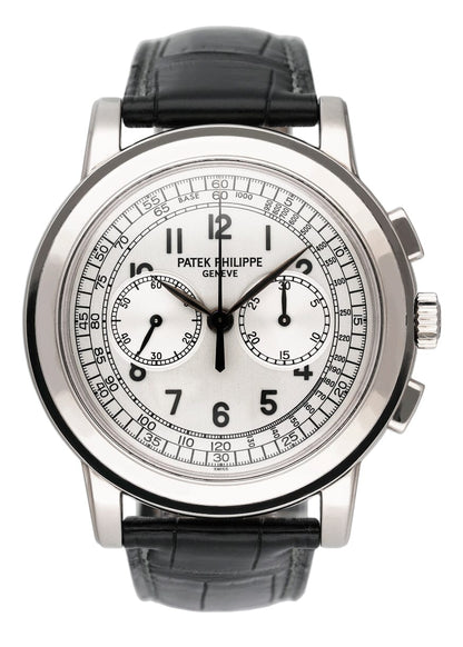 Patek Philippe Complications Chronograph 5070G Silver Dial Mens Watch Box Papers