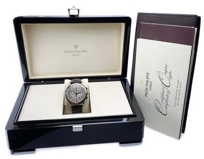 Patek Philippe Complications Chronograph 5070G Silver Dial Mens Watch Box Papers