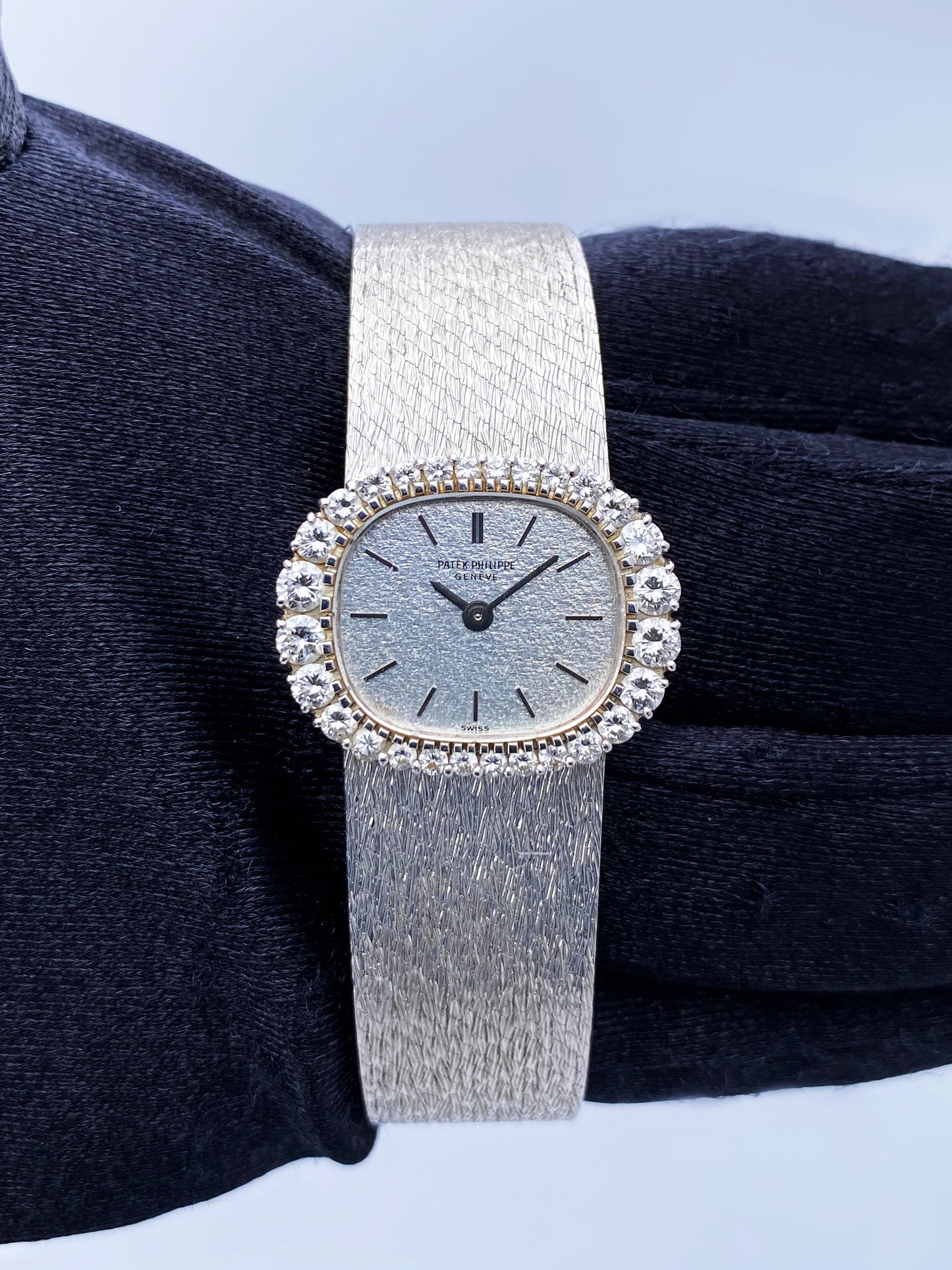 Patek Philippe Diamond Bezel 18K White Gold Ladies Watch