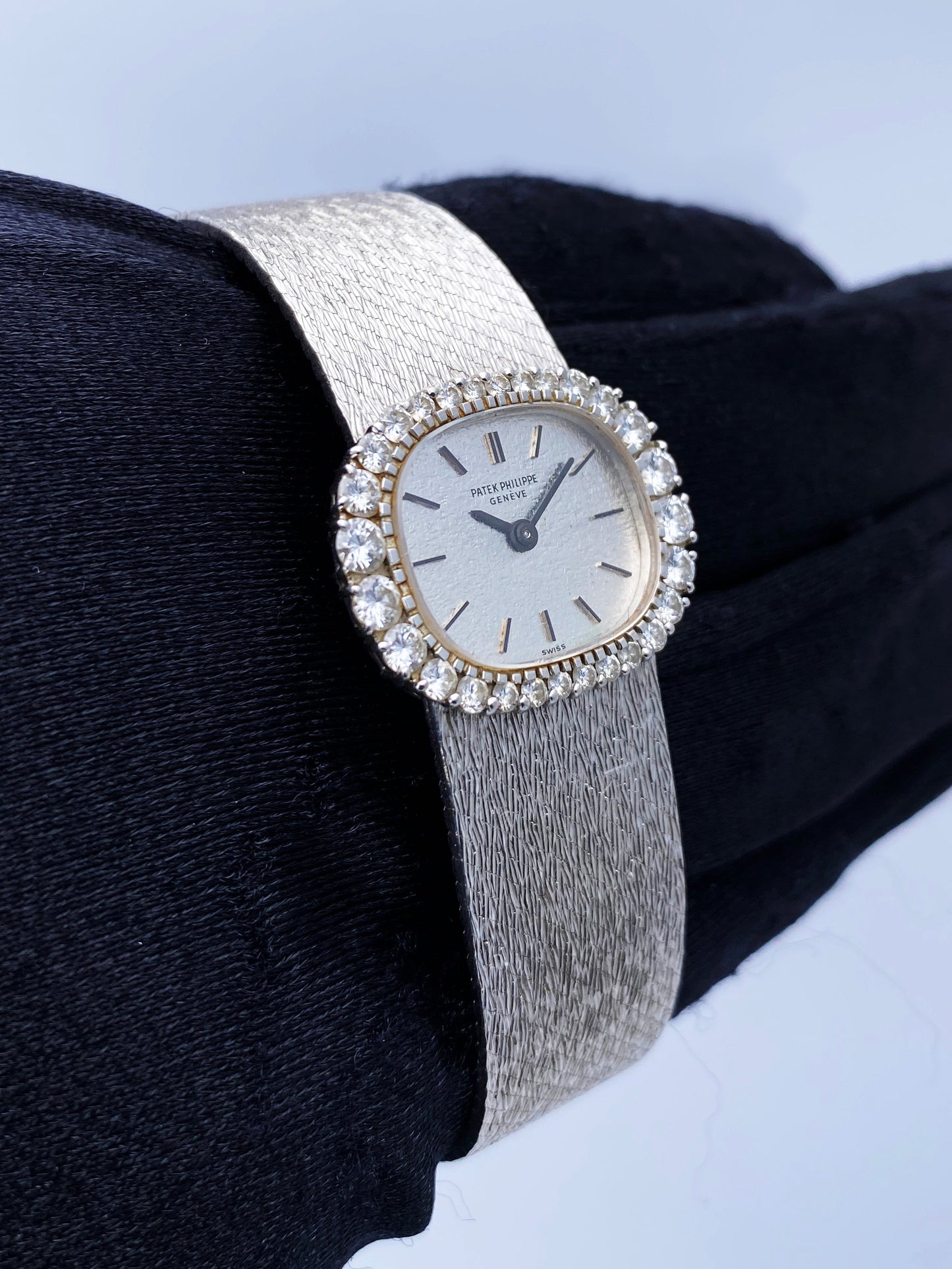 Patek Philippe Diamond Bezel 18K White Gold Ladies Watch