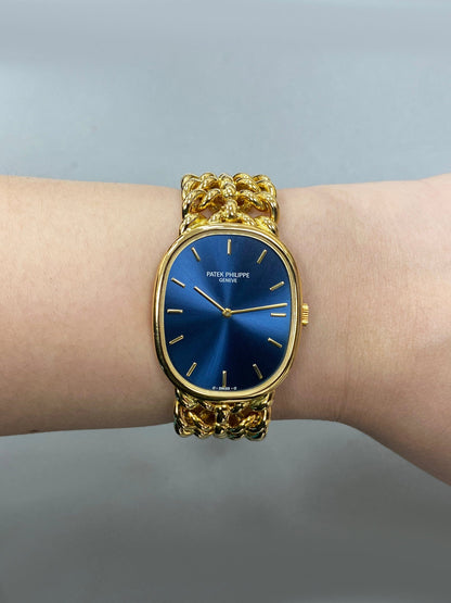 Patek Philippe Ellipse 3848/019 Blue Dial 18K Yellow Gold Ladies Watch With Papers - Virtual