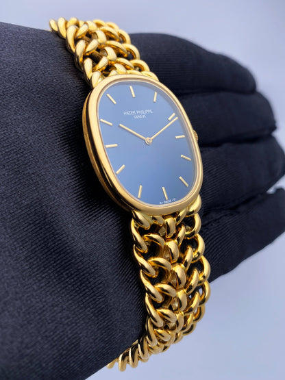 Patek Philippe Ellipse 3848/019 Blue Dial 18K Yellow Gold Ladies Watch With Papers - Virtual
