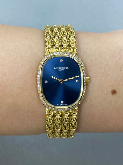 Patek Philippe Ellipse 4698/1 Diamond 18K Yellow Gold Ladies Watch With Archives