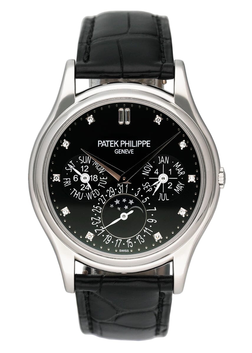 Patek Philippe Grand Complications 5140P Diamond Black Dial Mens Watch Box Papers