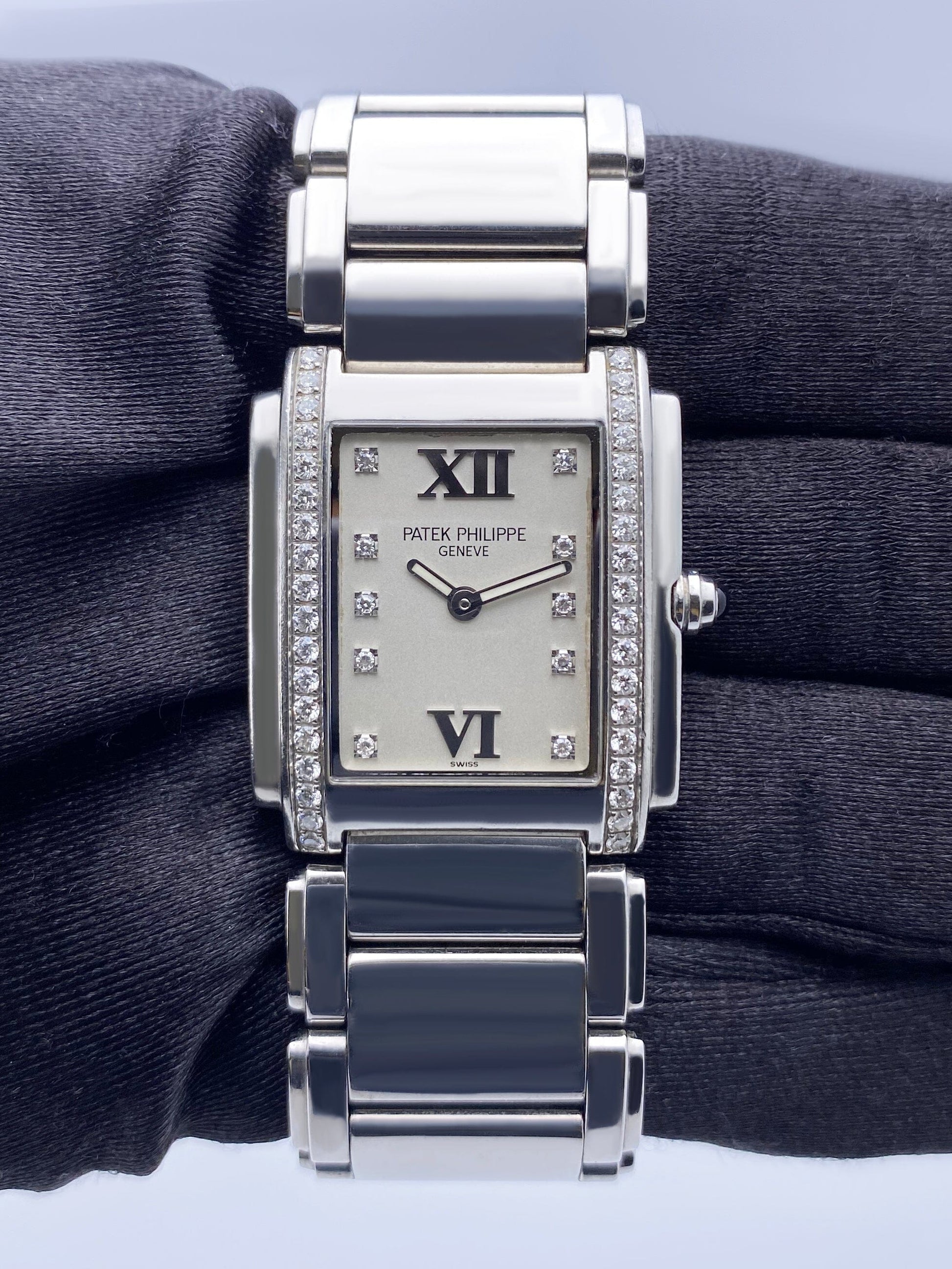 Patek Philippe Twenty-4 4910 Diamond White Dial Ladies Watch With Papers - Watches