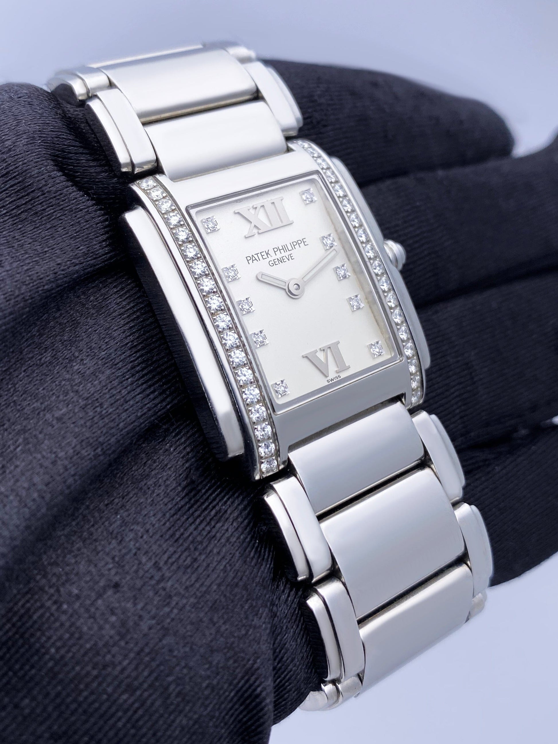 Patek Philippe Twenty-4 4910 Diamond White Dial Ladies Watch With Papers - Watches